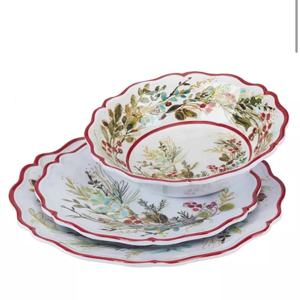 Christmas gatherings melamine 12 piece dinnerware set - Picture 2 of 8